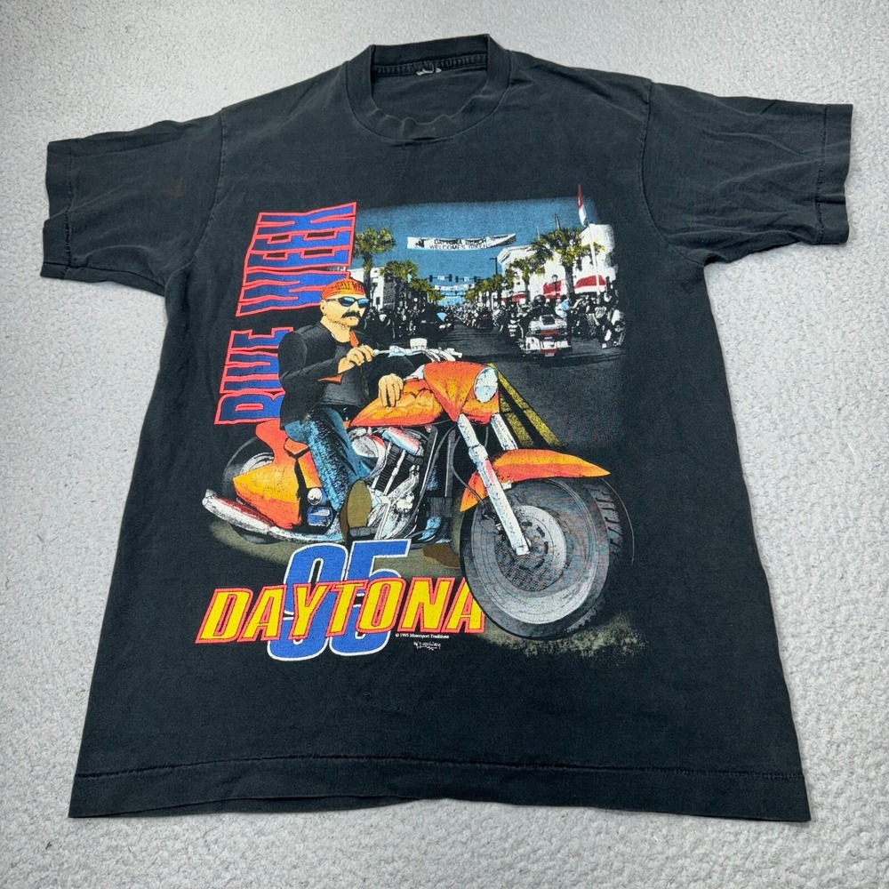 Vintage Daytona Bike Week Shirt Men Medium Black 1995 Motorsport Traditions USA